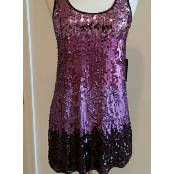 Express Purple Ombré Sequined Tank Dress Size M - Picture 1 of 4